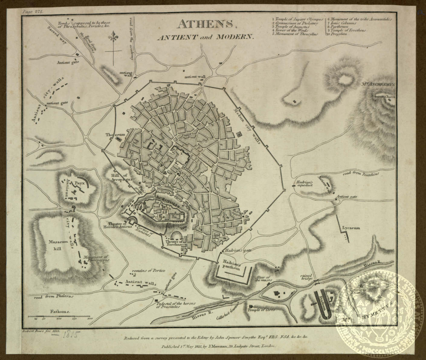 Athens, Antient and Modern… reduced from a survey presented to the editor by John Spencer Smythe…